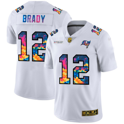 Tampa Bay Buccaneers #12 Tom Brady Men's White Nike Multi-Color 2020 NFL Crucial Catch Limited NFL Jersey Men's